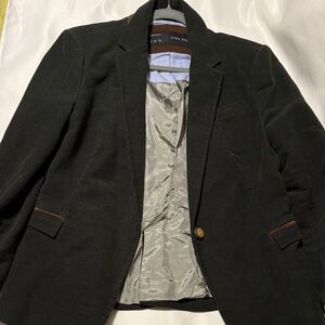 Zara Dark Green Blazer with Brown Accents